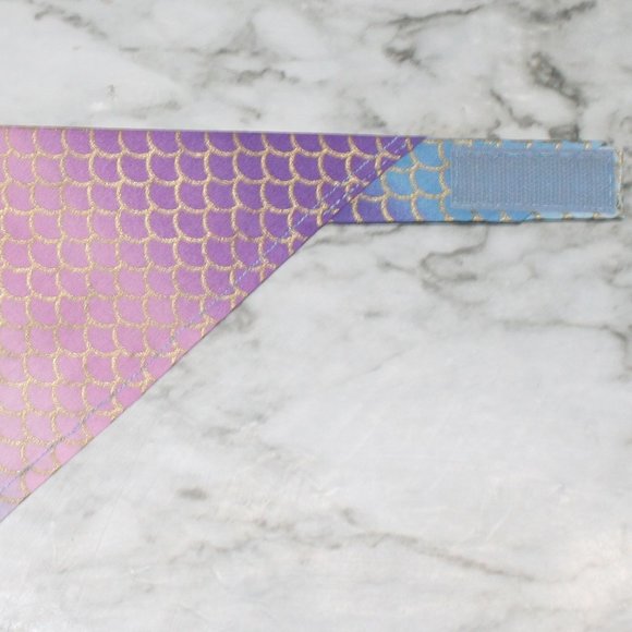 HAND CRAFTED Bandana Pastel Mermaid Scales Print Dog Pet Scarf Accessory - Picture 5 of 11